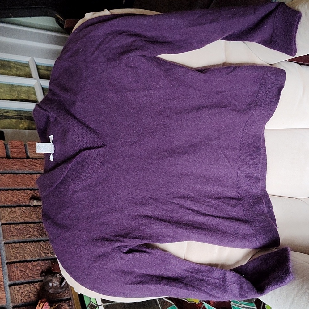 Sarah Spenser Angora and lambswool split neck collared sweater size L - Picture 4 of 8